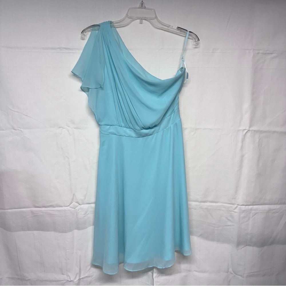 White House Black Market One-Shoulder Light Blue Dress